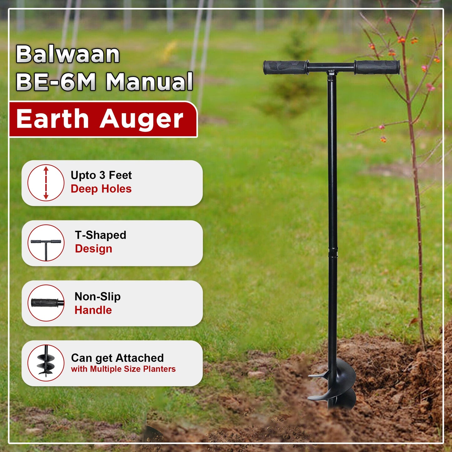 Balwaan Manual Earth Auger 6 Inch | BE-6M